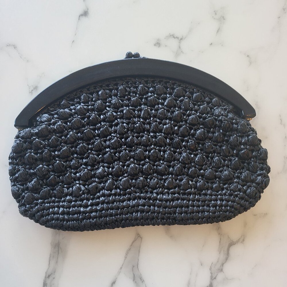 Women's Black Woven Clutch Purse